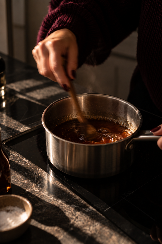 Fall coffee ritual at home with a warm drink and quiet October morning atmosphere.