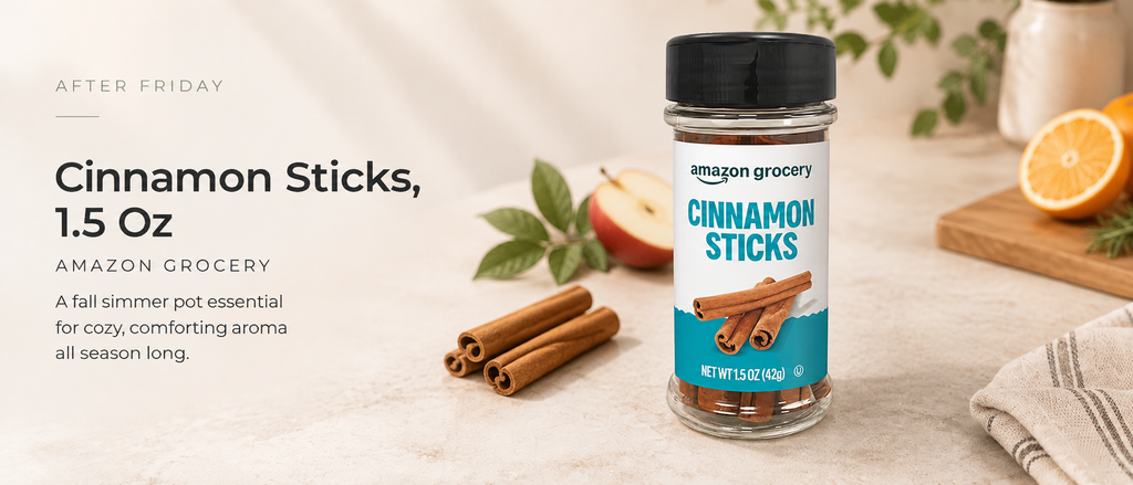 Whole cinnamon sticks styled as an easy pantry staple for warm apple, orange, and spice-based fall simmer pot recipes.