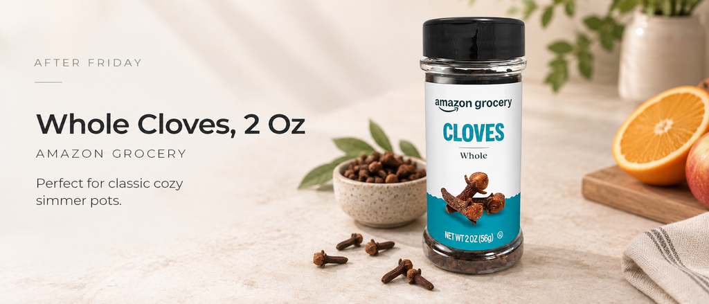 Whole cloves presented in a warm editorial kitchen setting as an easy staple for classic fall stovetop simmer pots.