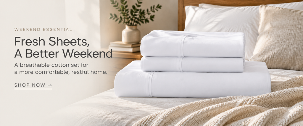 breathable cotton or linen-blend sheet set / makes the fresh-bed ritual more comfortable and gives a worn or mismatched set a practical upgrade
